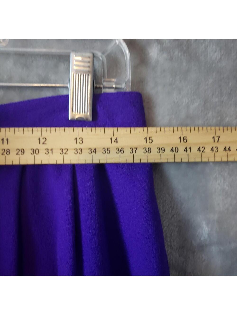 Sassco 100% Wool Blend Purple Pleated Midi Skirt Lined Button Size 12 - Picture 5 of 7